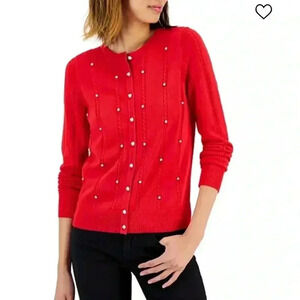 Charter club embellished crew neck cardigan size XL